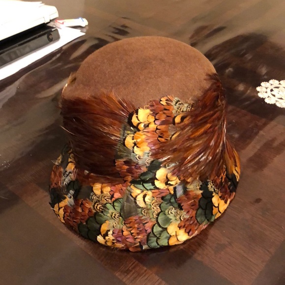 B Michael New York Vintage Peacock Feather Hat - Picture 2 of 8